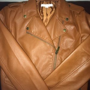 New York & Company faux leather motto jacket
